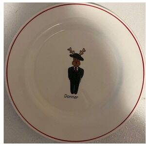 Rainbow Mountain Donner‎ The Reindeer Plate Red Rim Christmas Collectible Dish